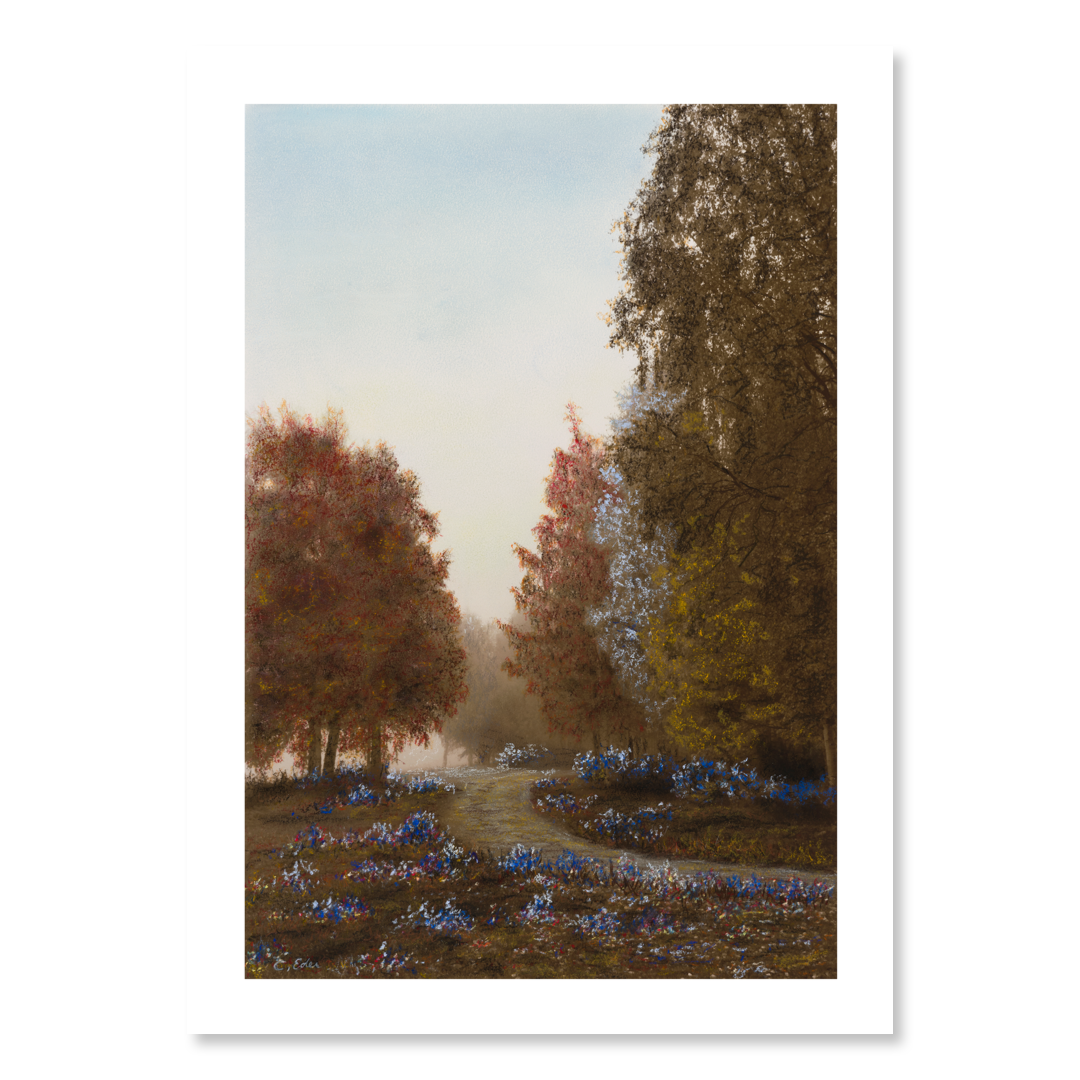 Poster mit Landschaft und Bäumen