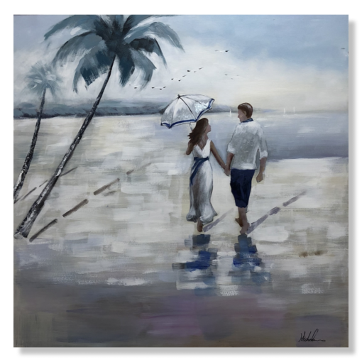 Ein Gemälde mit Strandmotiv