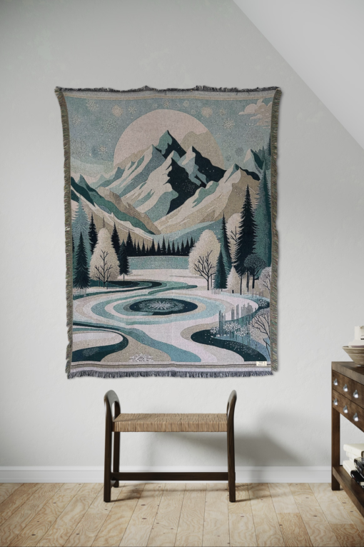 Ein Wandbehang mit einer Winterlandschaft