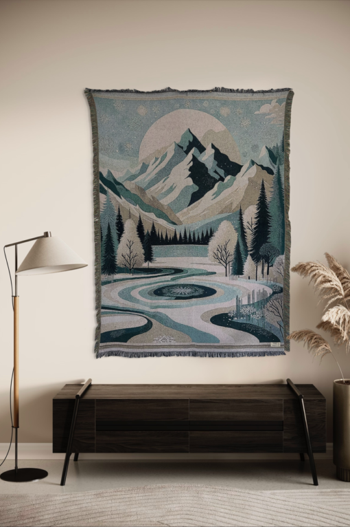 Ein Wandbehang mit einer Winterlandschaft