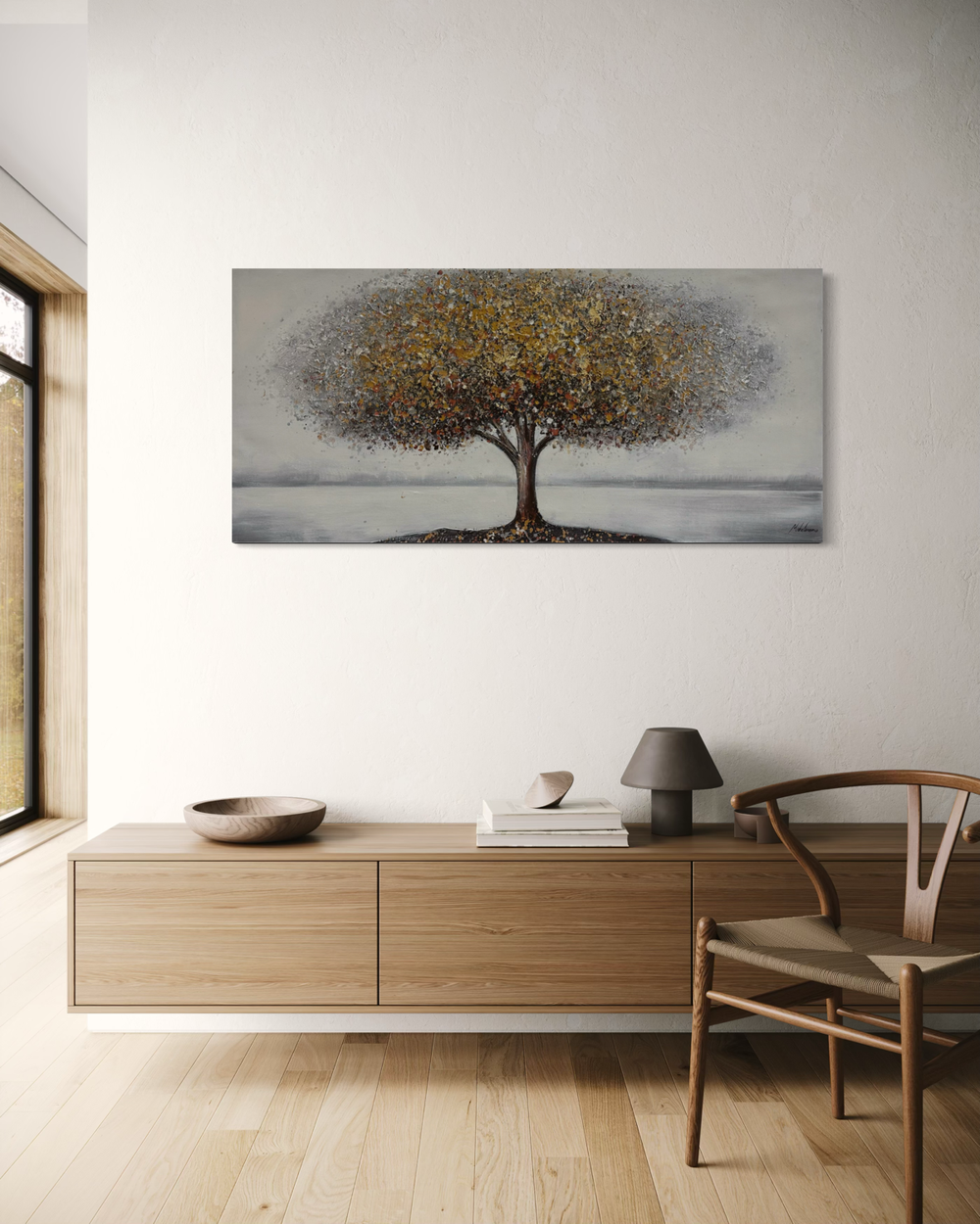 Ein Gemälde mit einem Baum