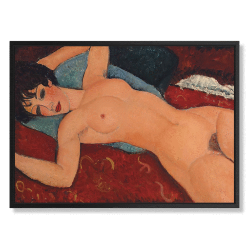 Amedeo Modigliani – Nu couché, 100×70 cm, Leinwand im schwarzen Schattenfugenrahmen (Zeitlose Meisterwerke – Sinnlichkeit)