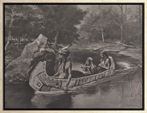 Frederic Remington – The Song of Hiawatha, Leinwanddruck im Eichen-Schattenfugenrahmen