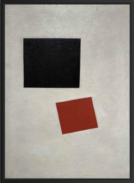 asimir Malewitsch – Black Square and Red Square (1915), Leinwanddruck im schwarzen Schattenfugenrahmen