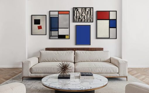 Modernist Graphique – Bauhaus Energy, Wandhängung mit schwarzen Schattenfugenrahmen