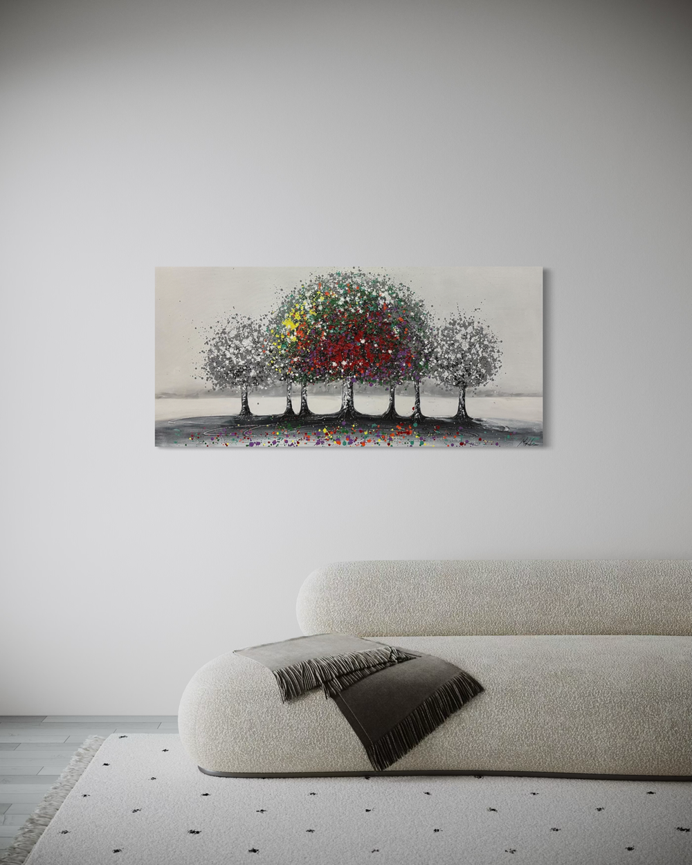 Ein Gemälde mit einem Baum