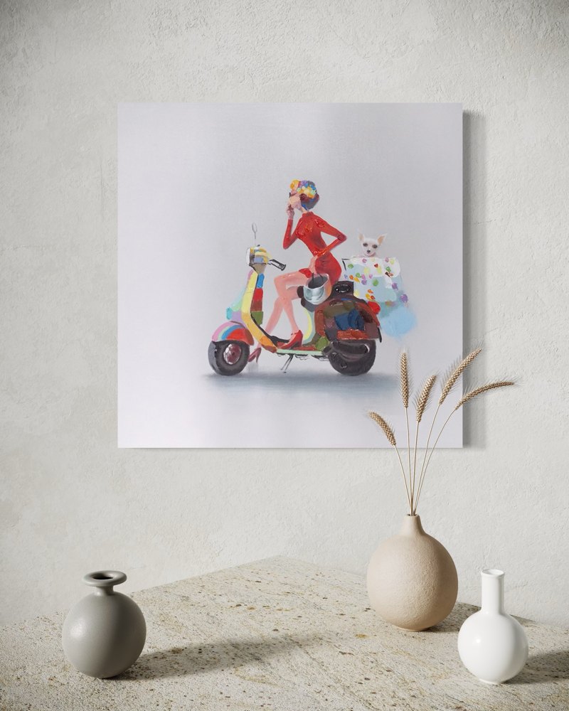 Ein Gemälde mit einer Vespa